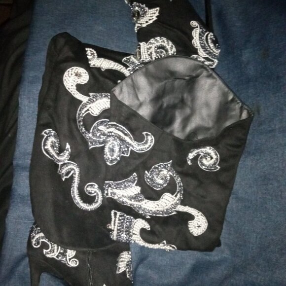 AZALEA WANG "BRANDED BADDIE"BEADED EMBELLISHED THIGH HIGH WESTERN BOOT(BRAND NEW - Picture 6 of 9
